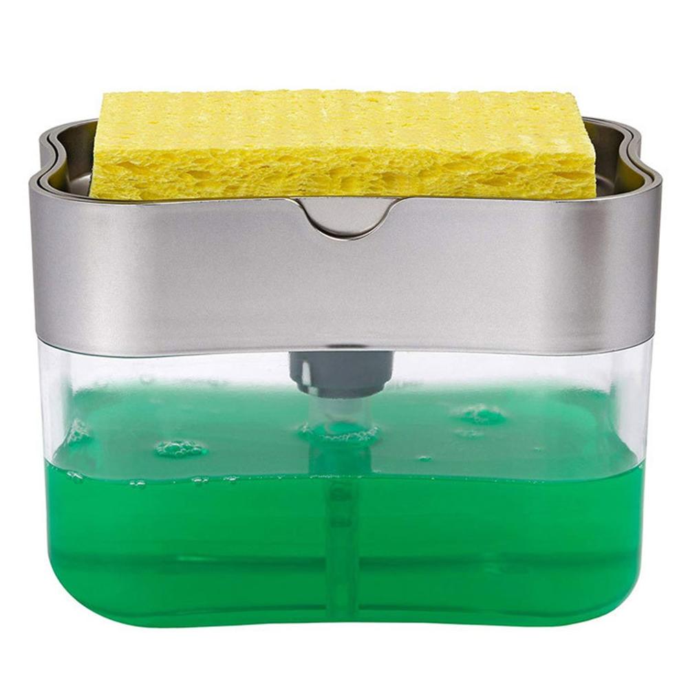 2-in-1 Dish Soap Dispenser & Sponge Caddy – 450ml Kitchen Sink Organizer