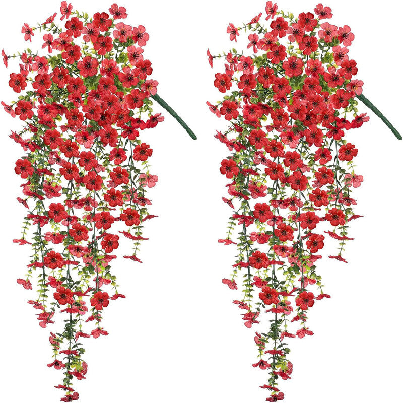 Artificial Eucalyptus & Flower Wall Hangings – Silk, 2pc Set, 6 Colors, Home, Wedding & Garden Decor