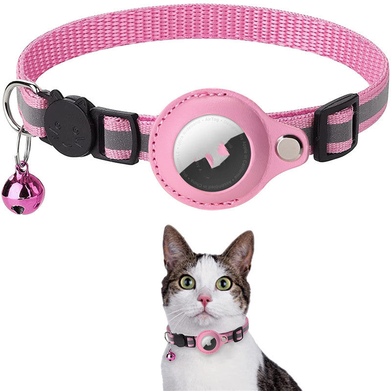 Reflective Nylon Pet Collar with AirTag Holder – Waterproof, Lightweight, Cats & Dogs, 7 Colors