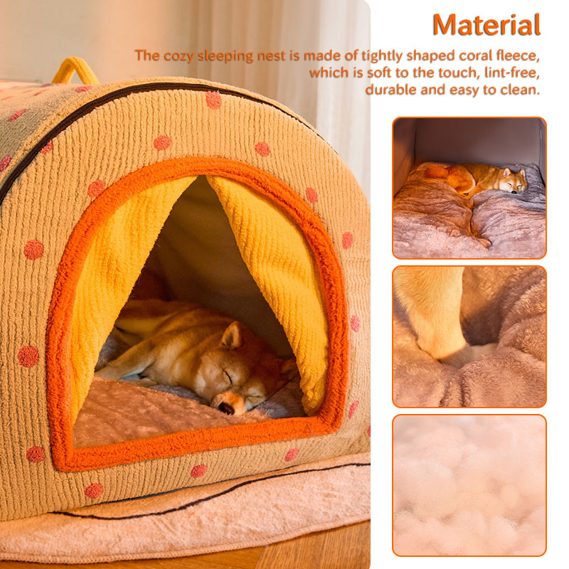 Enclosed Pet House Nest Bed – Cozy Deep Sleep Cave for Cats & Dogs