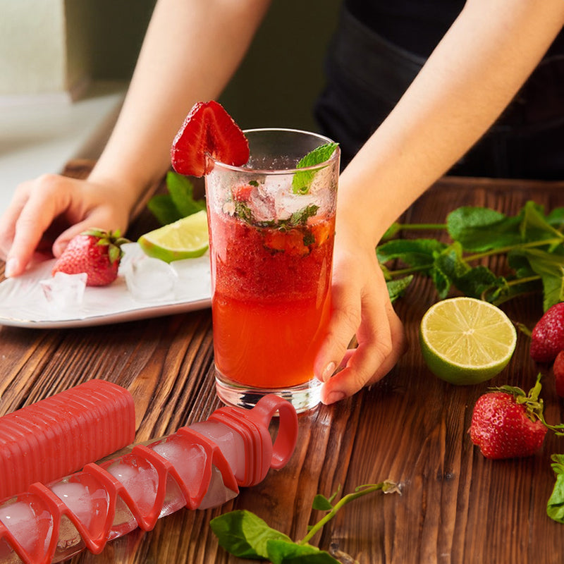 10-Grid Pull-Out Ice Cube Mold – Long Bar Ice Tray for Home Bars & Cocktails, Blue or Red