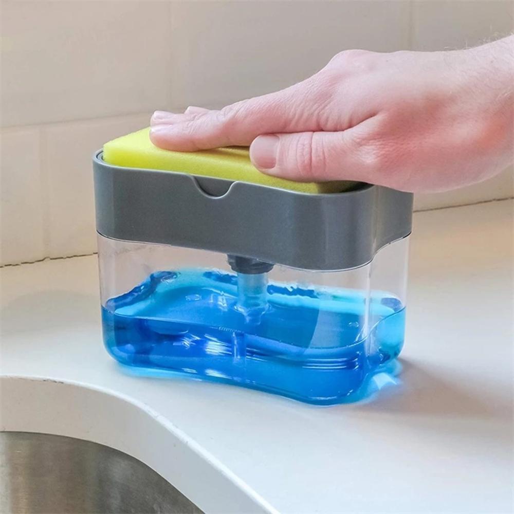 2-in-1 Dish Soap Dispenser & Sponge Caddy – 450ml Kitchen Sink Organizer